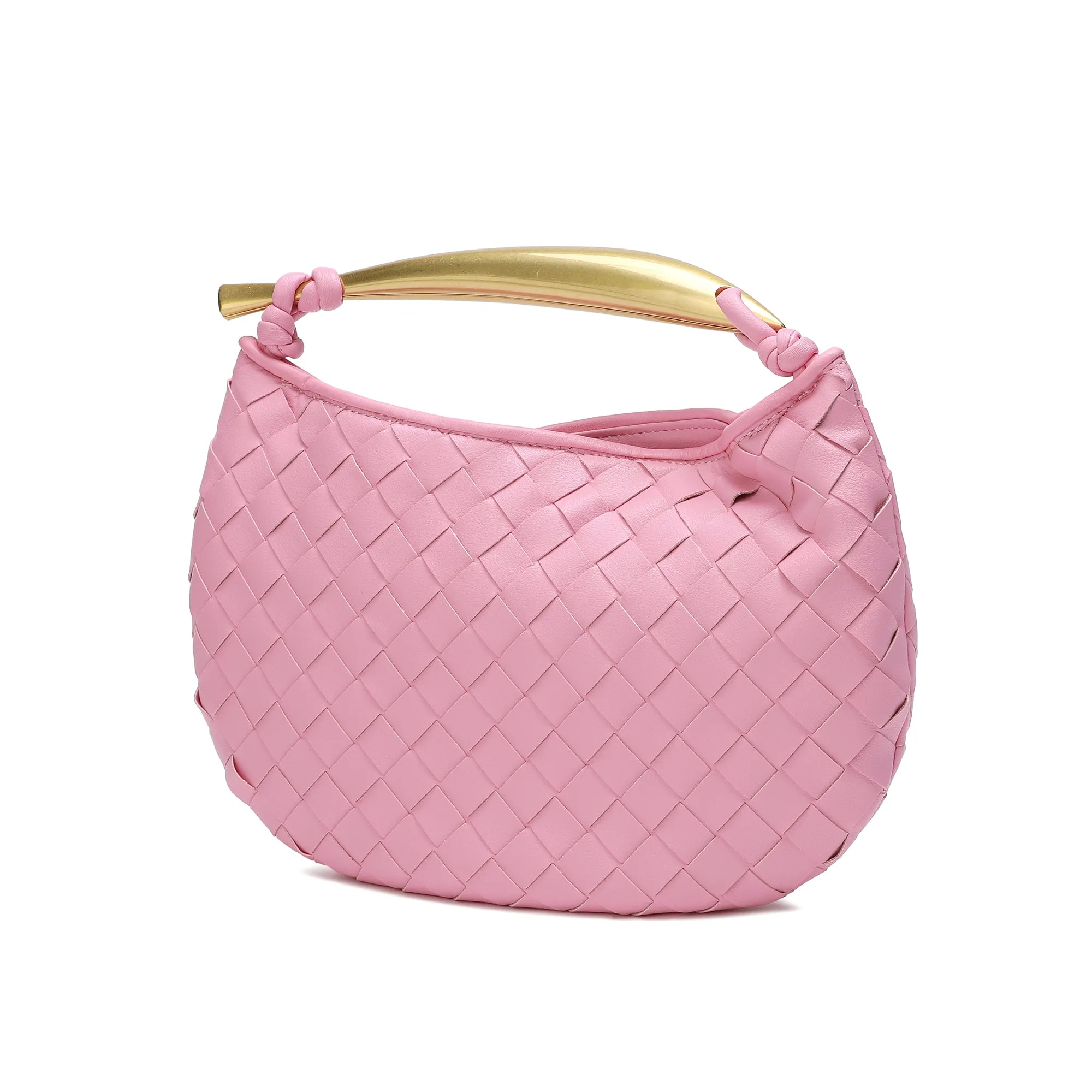 Woven Leather Top-Handle Bag/Clutch