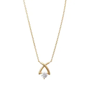 X O Cubic Zirconia Necklace in 9ct Yellow Gold Silver Infused