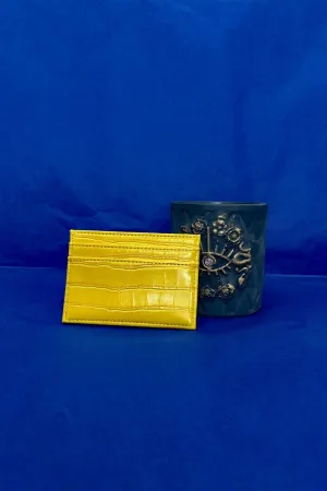 yellow croc card holder wallet