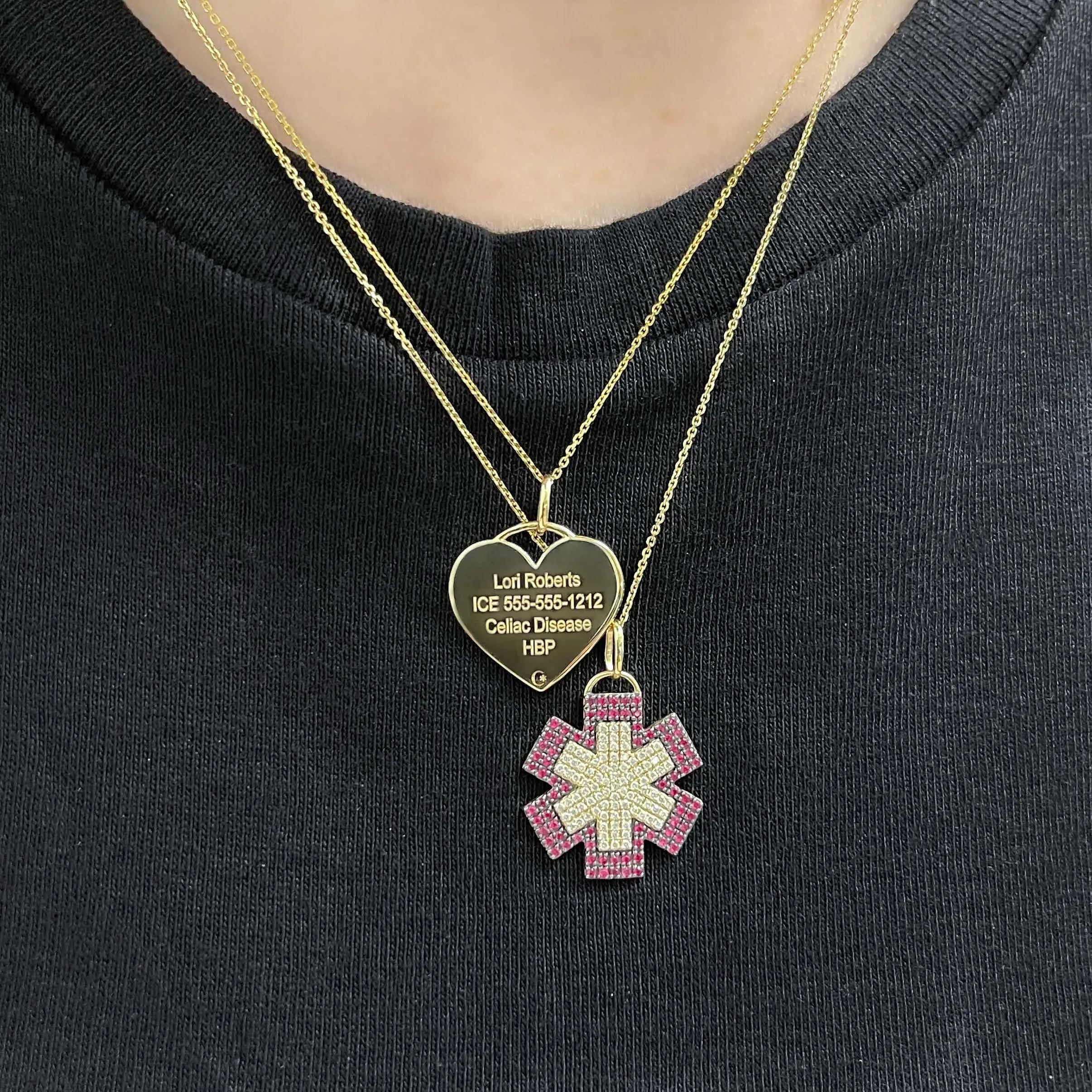 Yellow Gold Cable Chain Necklace for Medical ID