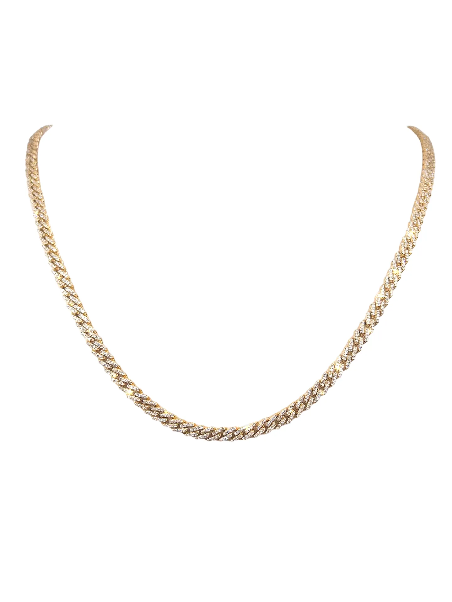 Yellow Gold Diamond Cuban Chain (5MM)