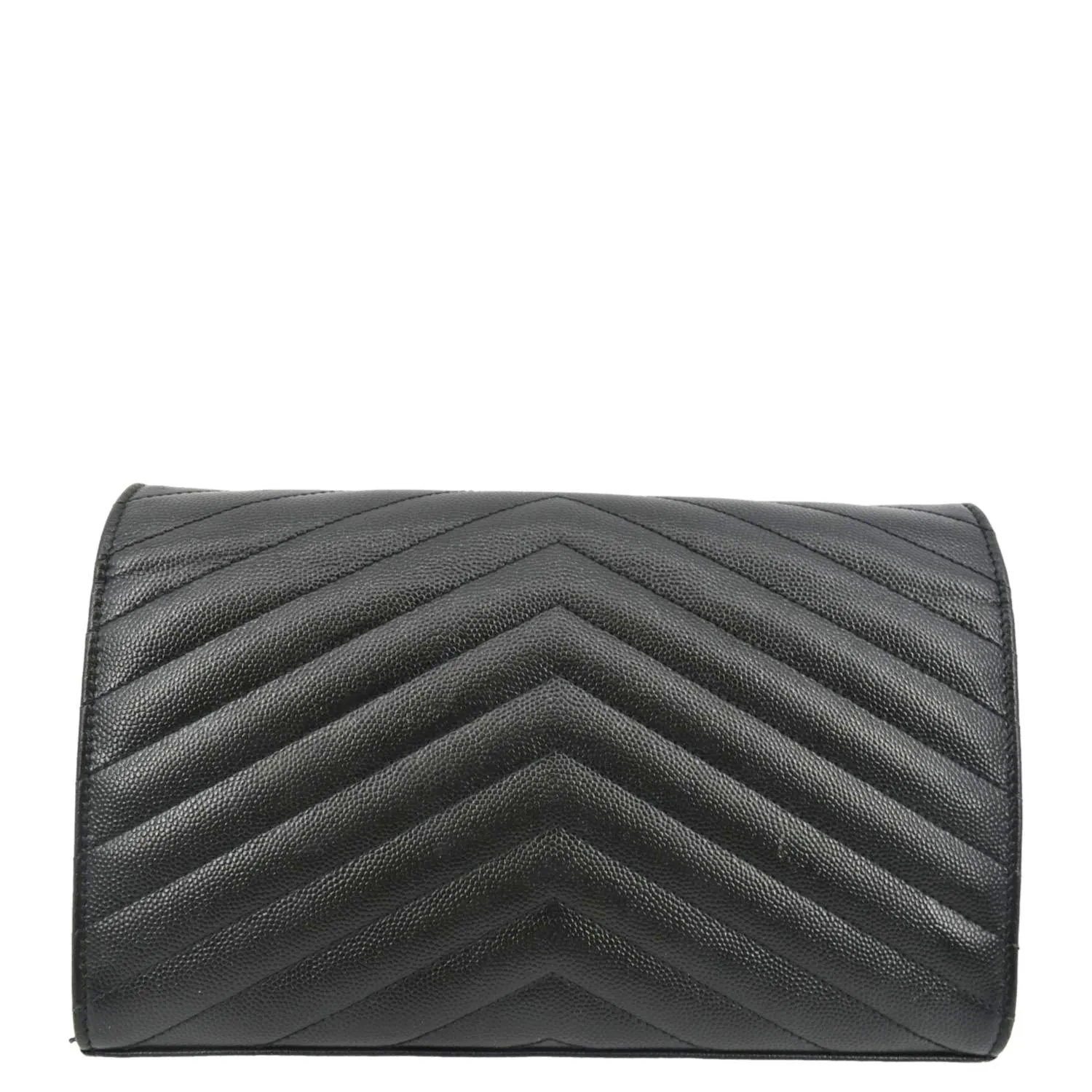 YVES SAINT LAURENT Cassandre Chain Wallet Leather Crossbody Bag Black