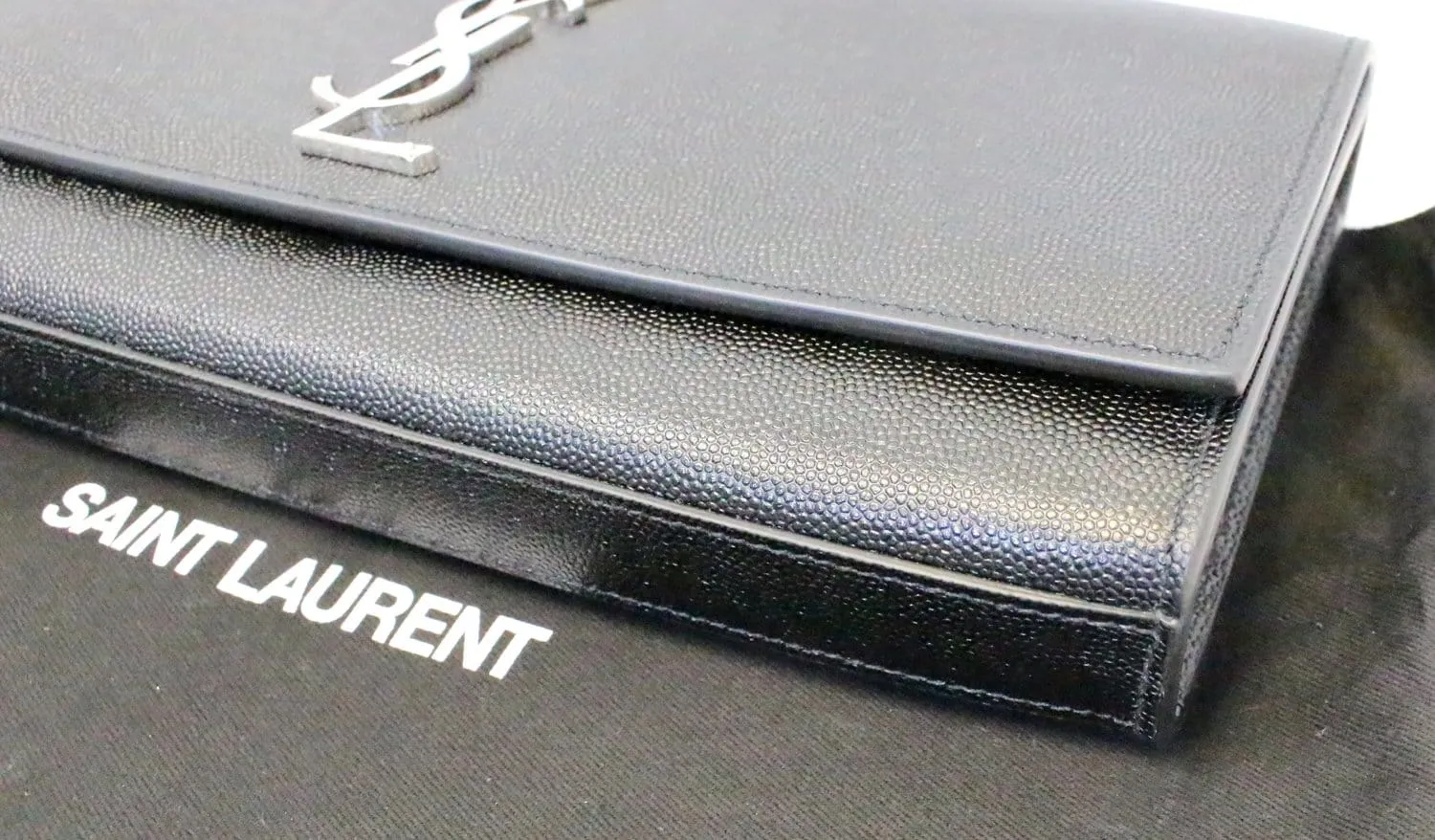 YVES SAINT LAURENT Kate Black Leather Clutch