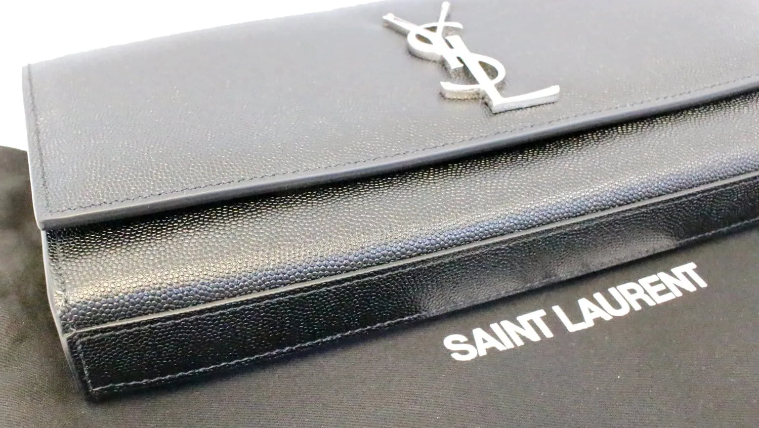 YVES SAINT LAURENT Kate Black Leather Clutch