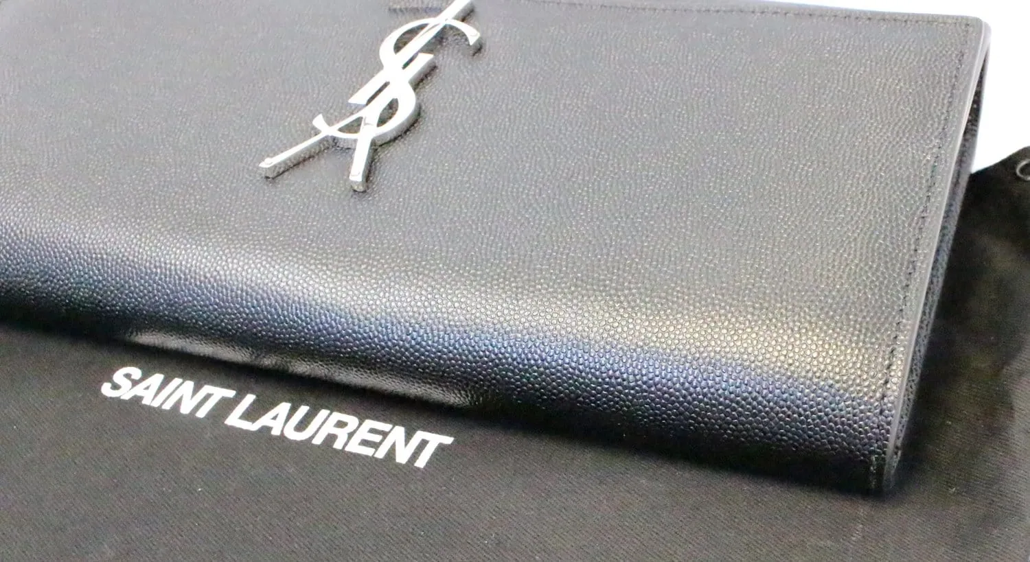 YVES SAINT LAURENT Kate Black Leather Clutch