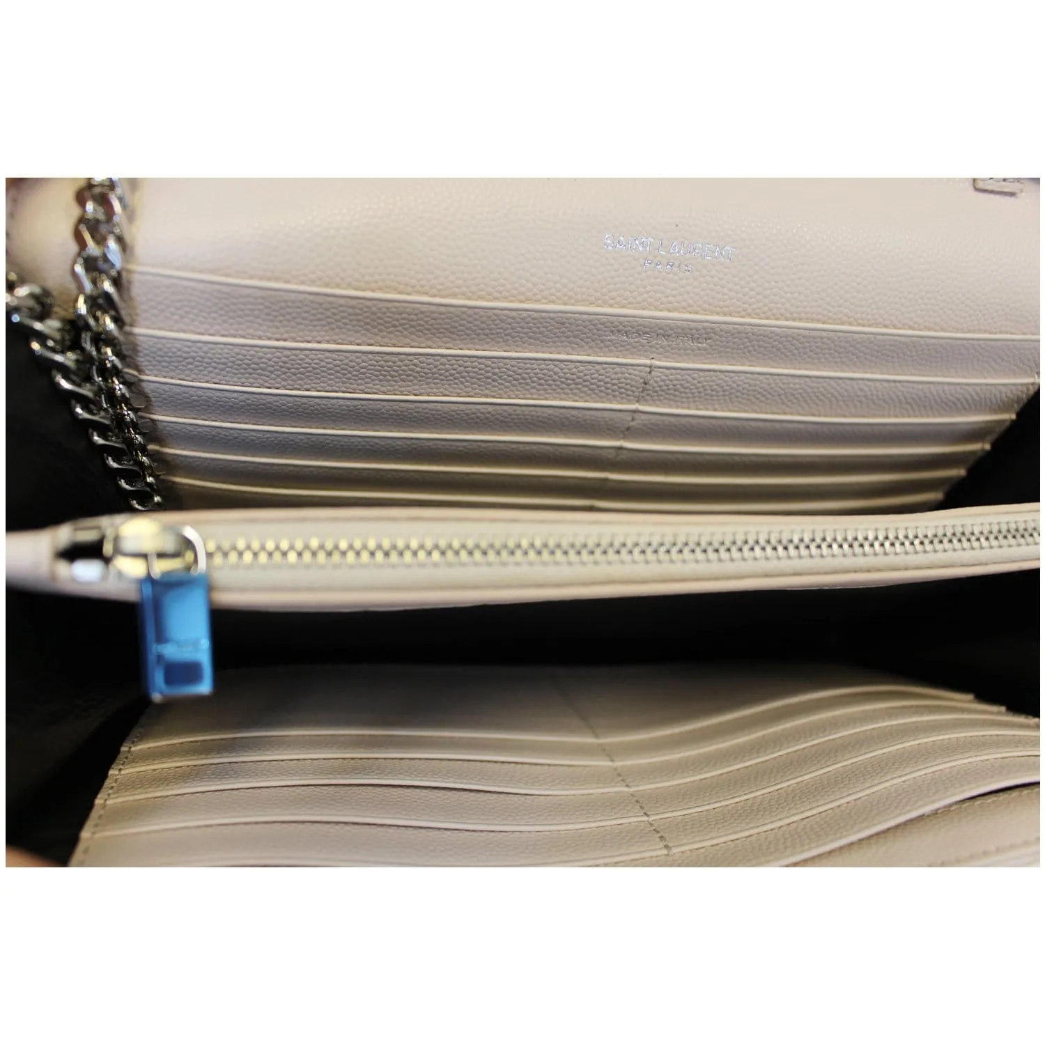 YVES SAINT LAURENT Monogram Grain De Poudre Chain Wallet Pale Blush