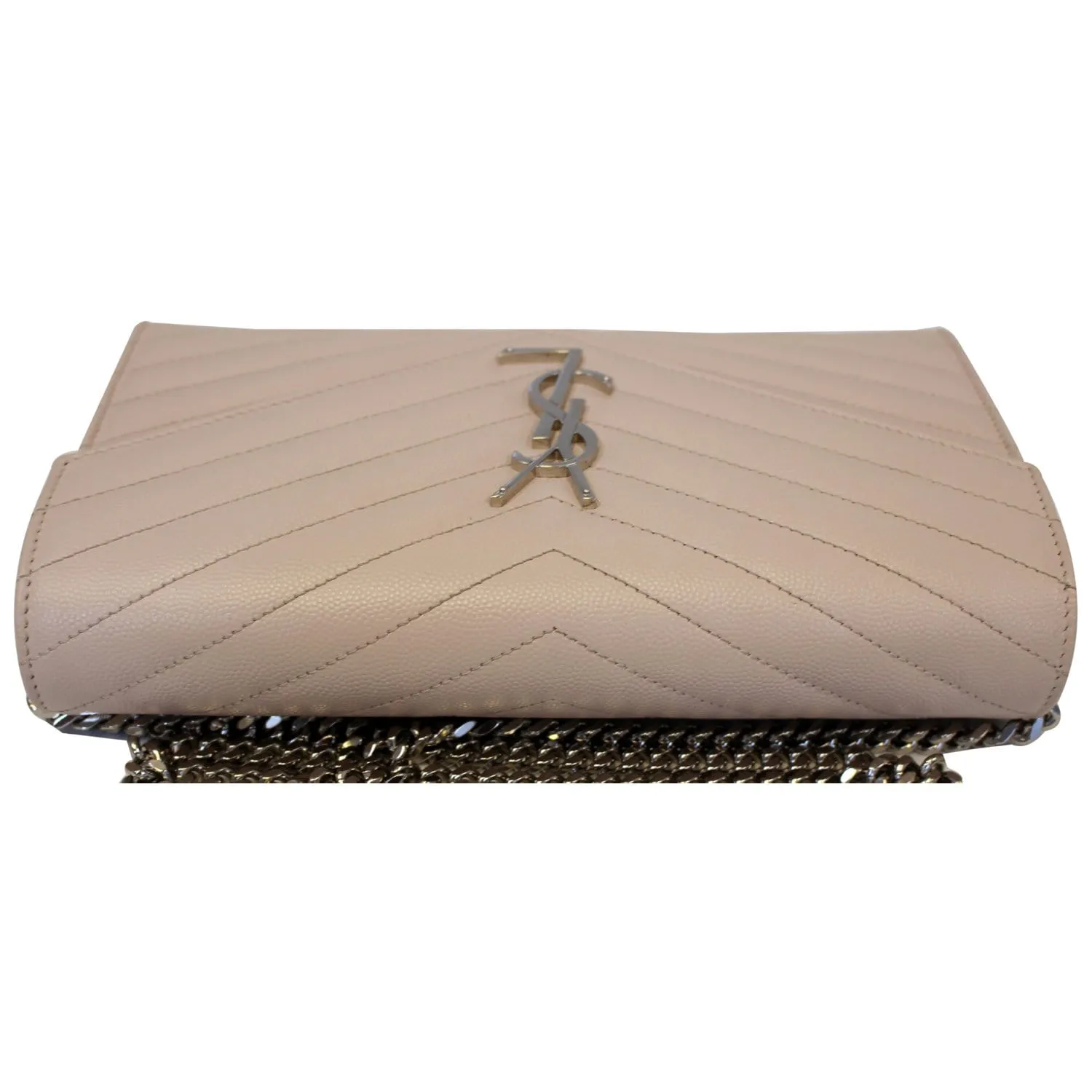 YVES SAINT LAURENT Monogram Grain De Poudre Chain Wallet Pale Blush
