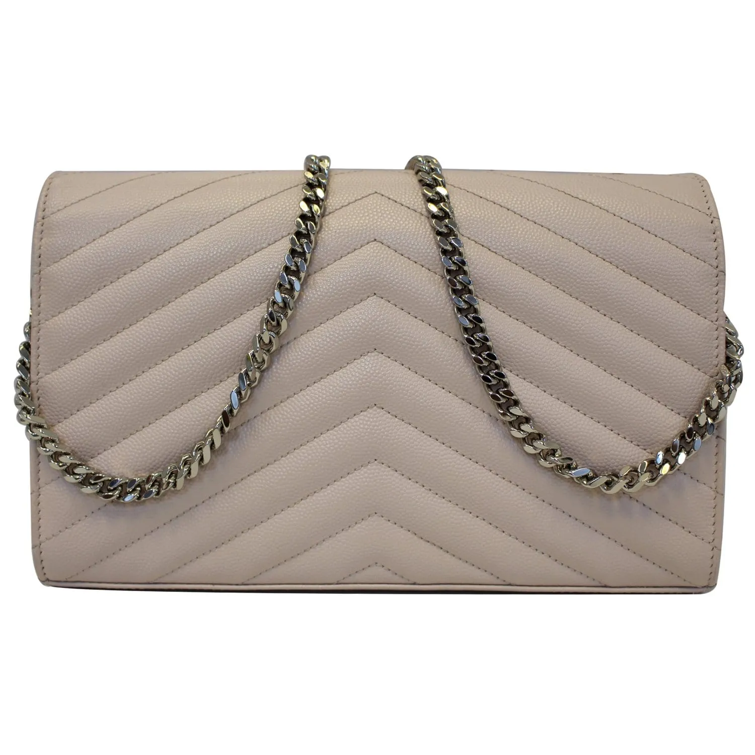 YVES SAINT LAURENT Monogram Grain De Poudre Chain Wallet Pale Blush