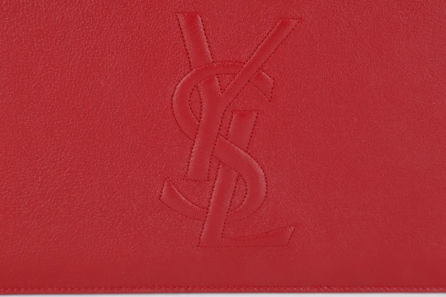 YVES SAINT LAURENT (YSL) BELLE DE JOUR CLUTCH MAROON CALFSKIN LEATHER GOLD HARDWARE WITH DUST COVER