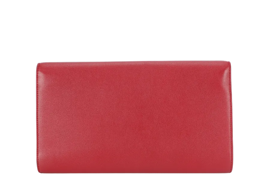 YVES SAINT LAURENT (YSL) BELLE DE JOUR CLUTCH MAROON CALFSKIN LEATHER GOLD HARDWARE WITH DUST COVER