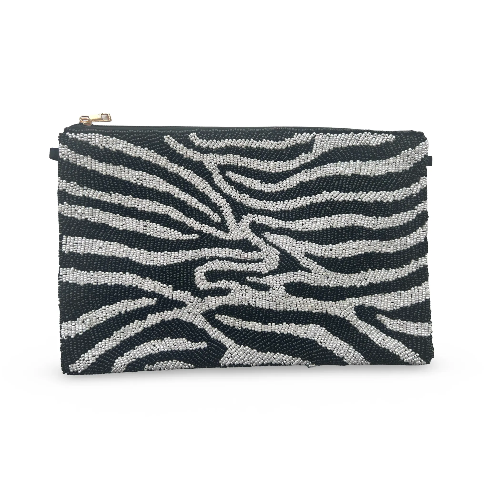 Zebra Beaded Clutch
