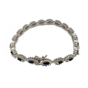 Zirconia Halo Marquise Tennis Bracelet (Silver)