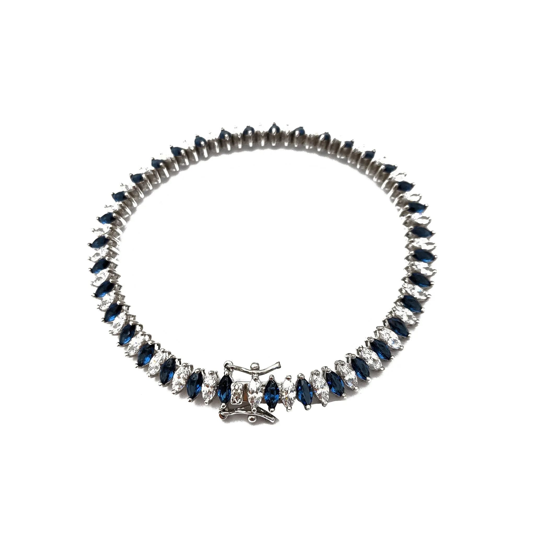 Zirconia Marquise Tennis Bracelet (Silver)