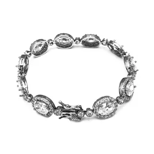 Zirconia Oval Halo Bracelet (Silver)
